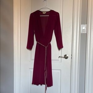 Elegant Burgundy Silk Robe